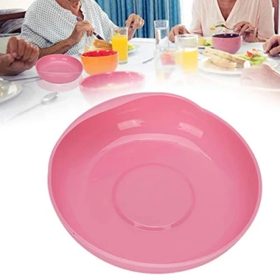 Image of Round Scoop Dish, Elderly Care Spil Proof Plate with Suction Cup Base Disabled Non Slip Tableware for Independent Eating, Self Feeding Aid