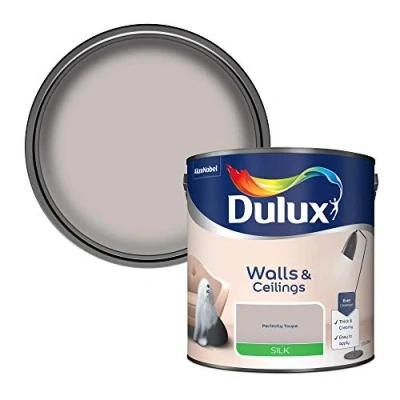 Image of Dulux Silk Emulsion Paint For Walls And Ceilings Perfectly Taupe 2.5 Litres