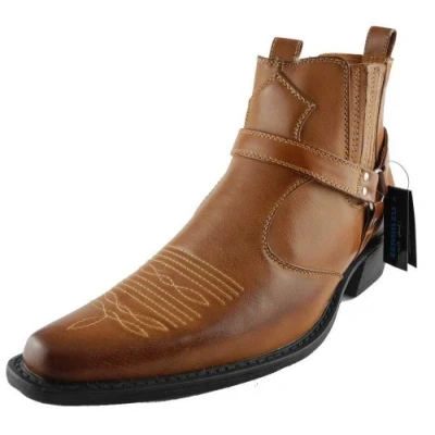 Image of Mens US Brass Tan Cowboy Western Boots Eastwood Size 12