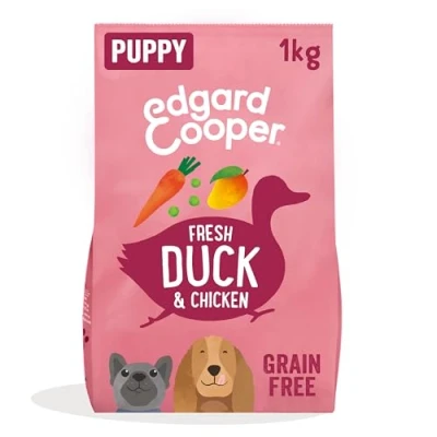 Image of Edgard Cooper Puppy Dry Dog Food (Duck &amp; Chicken, 1kg), Grain Free, Joint Bones Supplement for Dogs, fresh meat, full of essential amino acids healthy insides