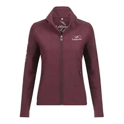 Image of LeMieux Team Women&#039;s Soft Shell Jacket in Burgundy Micro Fleece Backing Outerwear with Stand Collar Water and Wind Resistant X Small