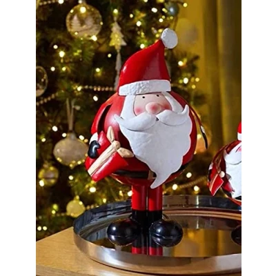 Image of Marco Paul Novelty Large Santa Claus Christmas Decorations Wobble Ornament with Hand Painted Finish Metal Decorative Home Accessories Festive Figurine Father Indoor Xmas