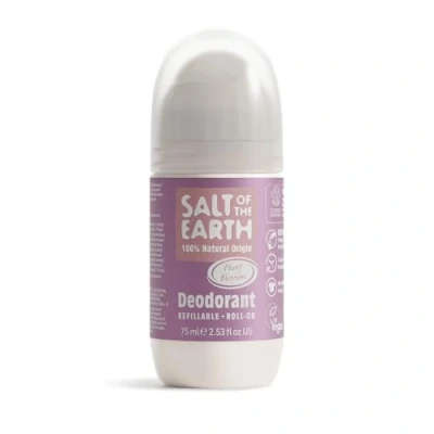 Image of Salt Of the Earth Refillable Natural Deodorant Roll On Peony Blossom Effective Protection, 100% ingredients, Eco friendly, Vegan, Cruelty Free. Suitable for Women, Men &amp; Kids 75ml
