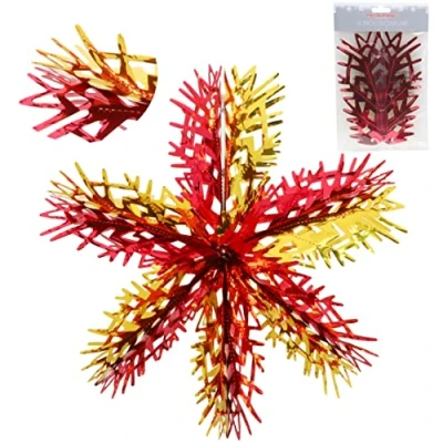 Image of Christmas Concepts® 16 (1.3ft) Large Foil 3D Snowflake Hanging Decoration Trimming (Red &amp; Gold)