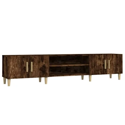 Image of vidaXL TV Cabinet, Stand for Living Room Bedroom, Unit with Door, Hifi Cabinet Sideboard Cupboard, Modern Style, Smoked Oak Engineered Wood