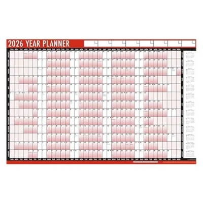 Image of 2025 Wall Planner A1 Year 85cm X 58cm Large Laminated unmounted Calendar Full to View Runs January December with UK Holiday Marked Ideal for School, Home, Office