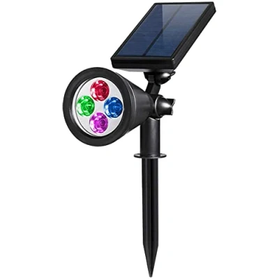 Image of Criacr 4 LED Solar Spotlight, Powered Outdoor Wall Light, 90Angle Adjustable, Adjustable Garden Light with Auto On/Off, Waterproof for Patio, Yard, Garden, Driveway, Pool Area (Colorful)