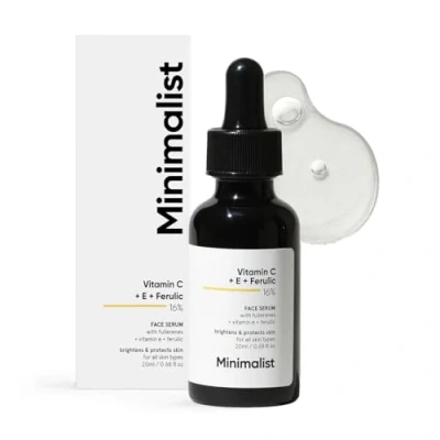 Image of Minimalist 16% Vitamin C Serum With E &amp; Ferulic Acid to Enhance Brightness, White, 20 ml (Pack of 1)