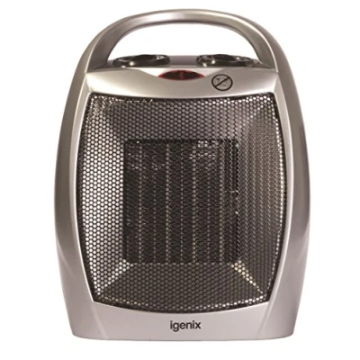 Image of Igenix IG9030 Portable Ceramic Electric Low Energy Fan Heater with 2 Heat Settings and Cool Setting, Tip Over Safety Protection, Ideal for Small Rooms, Caravans Garages, Silver