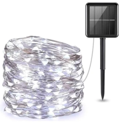 Image of Volunx Solar LED Lights 20M/72ft 200LED Cold White Christmas String Outdoor, 8 Modes, Garden Light Waterproof Copper Wire, Tree Patio, Yard, Party, Wedding, Decor