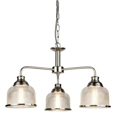 Image of Bistro 3 Light Multi Arm Ceiling Pendant Silver, White, E27