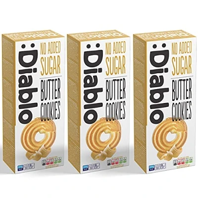 Image of Diablo Butter Cookies No Added Sugar Sweetened with Maltitol 135g (Pack oF 3)