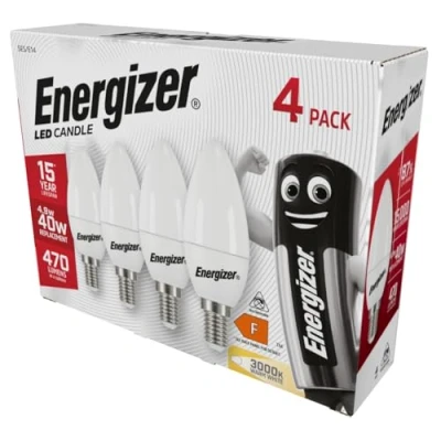 Image of Energizer Led Candle 5.5W 40W Screw Bulbs 4 Pack (Warm White, E14), (ENGS14330)