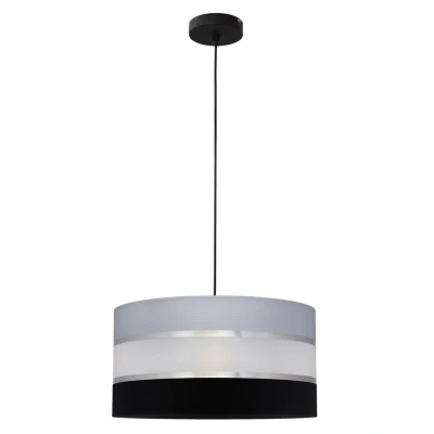 Image of Helen Cylindrical Pendant Ceiling Light Grey, Silver, Black 40cm