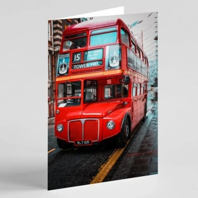 Image of Beebooh cards vintage red London bus birthday card