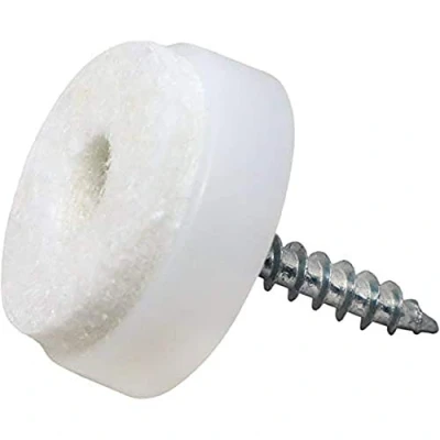 Image of Adsamm® / 16 x Felt pads with screws Ø 0,79&#039;&#039; (Ø 20 mm) white round Premium quality furniture sliders screw by