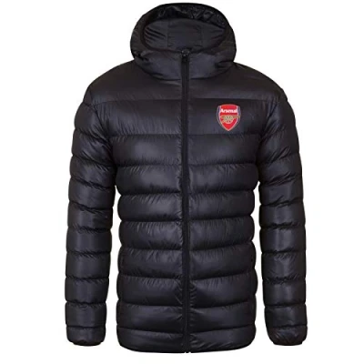 Image of Arsenal FC Official Football Gift Mens Quilted Hooded Winter Jacket XL