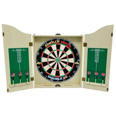 Image of GORILLA Darts Centre Set MDF Light Oak Cabinet Dartboard inc Package