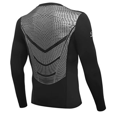 Image of AMZSPORT Men&#039;s Long Sleeve Compression Top Cool Dry Tight Baselayer All Season for Running Training Silver Size L