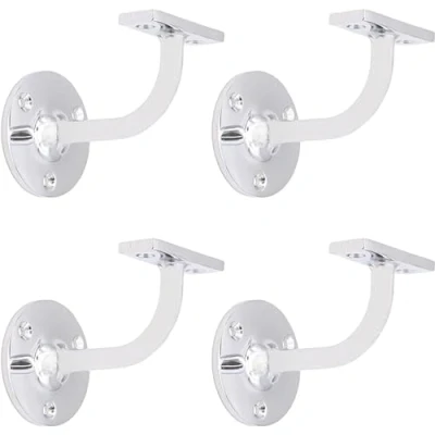 Image of Polished Chrome Handrail Brackets for Stair Bannister Wood and Steel Pack of 4