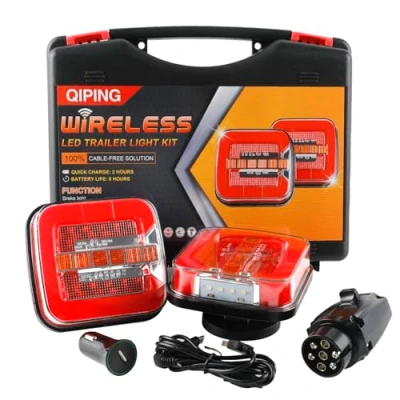 Image of Qiping Wireless Trailer Light Magnetic, 12V LED Rear Brake Lights Cordless, IP65 Waterproof, Chargeable, E mark, ECE E9 R10 05