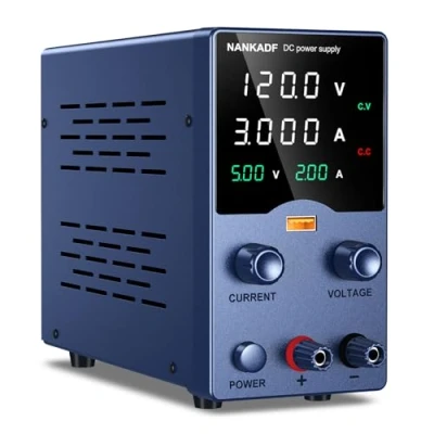 Image of NANKADF DC Power Supply Variable,0 120V 0 3A Adjustable Switching Regulated with Encoder Adjustments Knob, Bench USB Quick Charge Interface