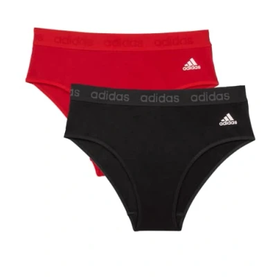 Image of adidas Women&#039;s Comfort Flex Scoop Cotton Bikini Set Style Underwear, Black/Vivid Red, L (Pack of 2)