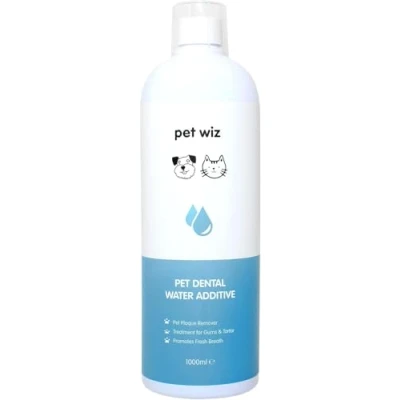 Image of pet wiz Dental Water Additive for Dogs &amp; Cats Fights Bad Breath Removes Plaque Tartar Promotes Healthy Gums 1000ml