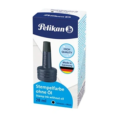 Image of Pelikan Stempelfarben 4 K Stempelfarbe 4K o.Öl 28ml Schwarz MIT VERSTREICHER