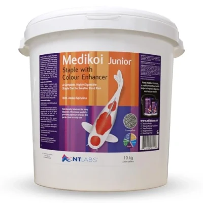 Image of NT Labs Medikoi Staple with Colour Enhancer, Complete Feed For All Pond Fish, Ideal Spring, Summer and Autumn Feeding, Enhances Colours of Koi Fish Food (10kg)(3mm)