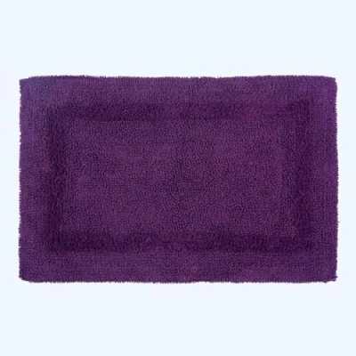Image of HOMESCAPES Bath Mat, Luxury 1600gsm Extra Soft 100% Cotton, Reversible Bathroom Mats Non Slip, Washable, Super Absorbent, Quick Dry, Plum Rug, 50 x 80 cm