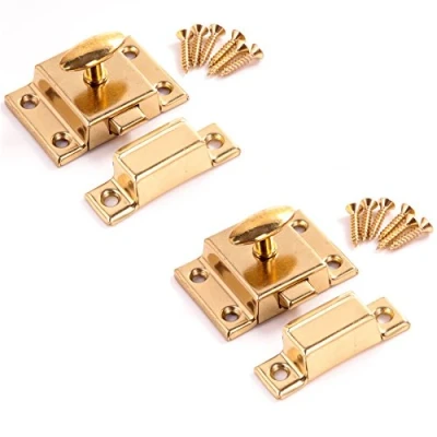 Image of 2X Brass 55mm Sprung Turn Latches Desk/Cabinet/Cupboard Door Locks