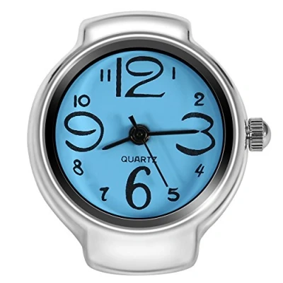 Image of Dilwe Finger Ring Watch, 8 Colors Fashionable Women Men Quartz Analog Round Love Watch (Blue) Wrist Couple