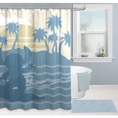 Image of Jay Franco Disney Stitch Shower Curtain 178 x 182 cm Fabric Lilo and Bathroom Decor