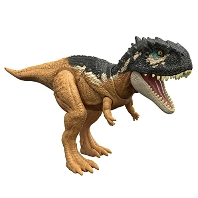 Image of Jurassic World Dominion Roar Strikers Skorpiovenator Dinosaur Action Figure with Roaring Sound and Attack Action, Toy Gift Physical &amp; Digital Play ​, HDX37