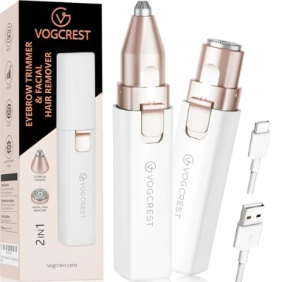 Image of Portable Eyebrow Trimmer &amp; Facial Hair Removal for Women, Rechargeable 2 in 1 Remover and Razor, Lips Body Women with Built LED Light