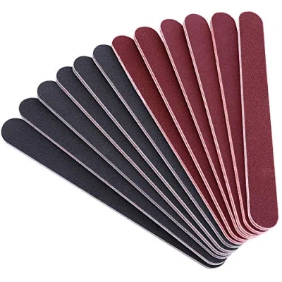 Image of 12 Pieces Pack Professional Nail File Set Dual Sided 100/180 Grit Emery Board Manicure Tools for Grooming and Styling Fingernail Buffering Files Home Salon Use