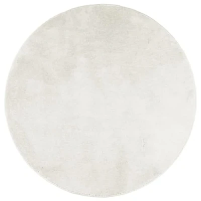 Image of vidaXL OVIEDO Short Pile Rug Cream, 100% Polyester, Ø 80 cm, Soft Teddy Texture, Compatible with Underfloor Heating, Modern Round Floor
