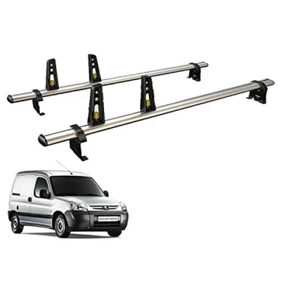 Image of Van Guard Roof Rack for Peugeot Partner (1996 2008) 2 Aluminium Bars &amp; 4 Load Stops VG96