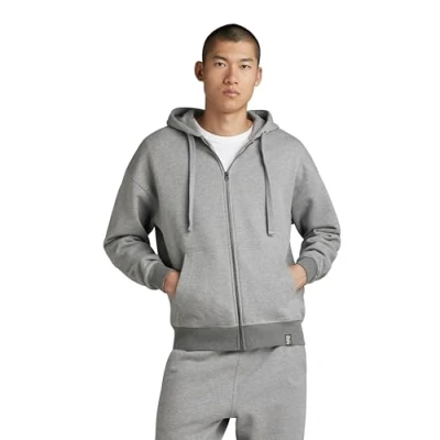 Image of G STAR RAW Men&#039;s Essential Loose Zip Thru Hooded Sweater, Multicolor (medium grey htr D23489 D395 8073), XL