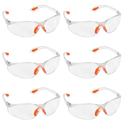 Image of Kurtzy 6 Pack of Wrap Around Safety Glasses with Clear Lenses and Rubber Nose Ear Grips for a Safe Fit Personal Protective Equipment Scratch Resistant Eyewear PPE Goggles