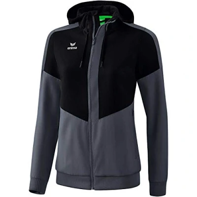 Image of Erima Squad Track Top Jacket with Hood Black/Slate Grey, 36