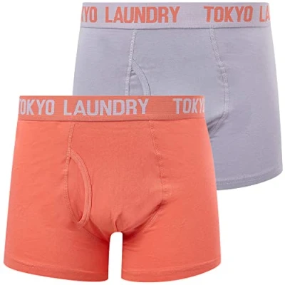 Image of Tokyo Laundry Men&#039;s Snowden (2 Pack) Boxer Shorts Set Wisteria Lilac/Dubarry Coral S