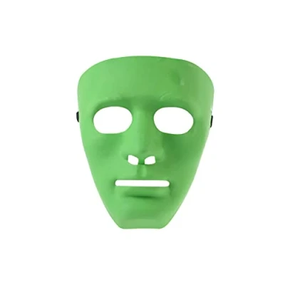 Image of Halloween Mask Plain Green Costume Adult Outfit Scary Spooky Horror Party Face Fancy Dress Cosplay For Men Women (Pack Of 2 Masks)