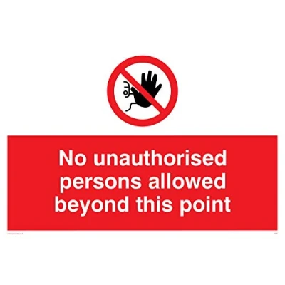 Image of Viking Signs PA30 A4L V &quot;No Unauthorised Persons Allowed Beyond This Point&quot; Sign, Vinyl, 200 mm H x 300 W