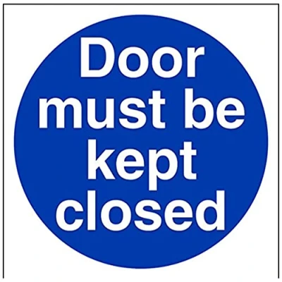 Image of V Safety Door Must Be Kept Closed Sign 200mm x Self Adhesive Vinyl