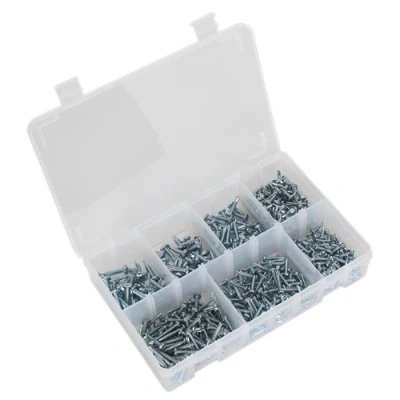 Image of Sealey Self Drilling Screw Assortment 500pc Pan Head Phillips Zinc