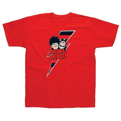 Image of Beano Comics Kids Red Tshirt (Rebel Rebel Design), Machine Washable Tshirt, Boys and Girls T Shirt for Children, Novelty Shirts Genuine Merchandise