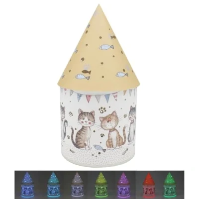 Image of Lesser &amp; Pavey Faithful Friends Cat Multicolour Change Led House for Home Living Room Lovely Lights Decor Night Light Ideal Bedroom Table Durable Daily Use