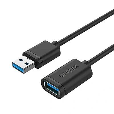 Image of UNITEK Y C458GBK USB 3.0 A Male to Female Extension Cable / 1.5 Metres/Black/Extension for Printer, Keyboard, Card Reader etc